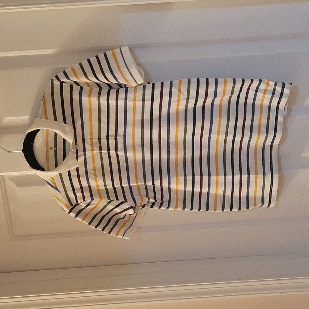 Gap white striped polo xxl